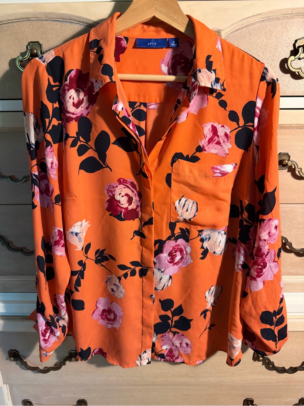 Apt. 9 Orange Floral Button-Down Shirt